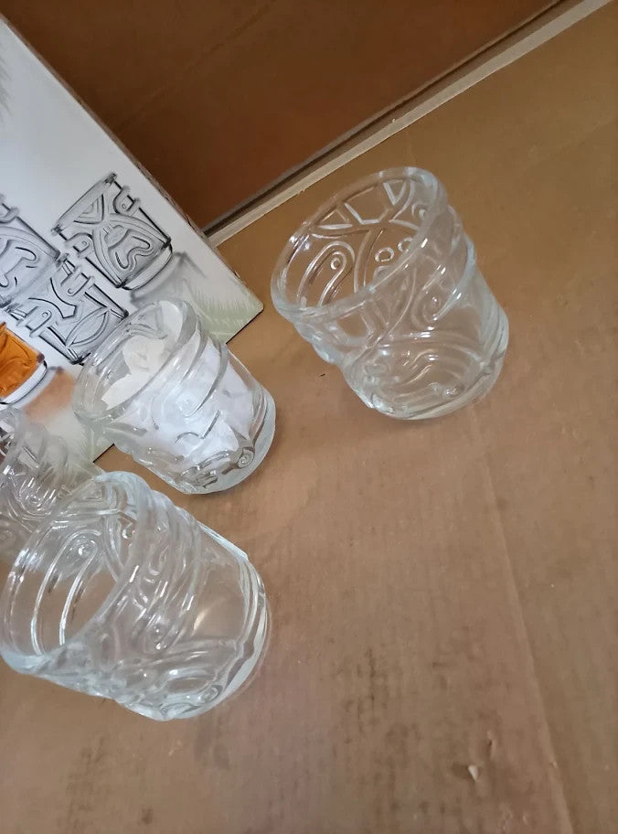 Final Touch Tiki Stackable Tumblers Drinking Glasses Clear 355ml Hawaiian New