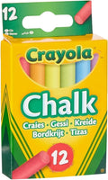 Crayola Anti Dust Coloured Chalk Assorted Colours Pack 12 Smooth Texture 4+ New