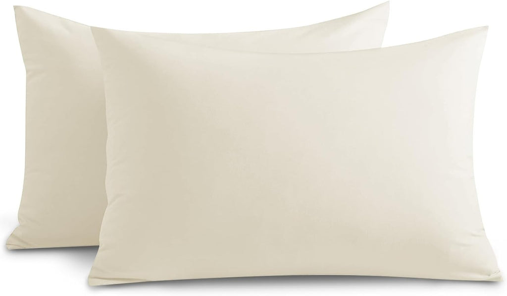 Yorkshire Bedding Pillow Cases 2 Pack Brushed Microfiber Cream 50x75cm New