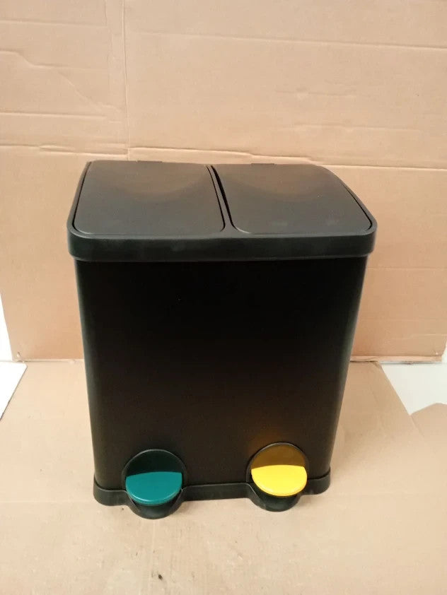 Habitat 30L Twin Compartment Recycling Bin Black 48.5x37x40cm New