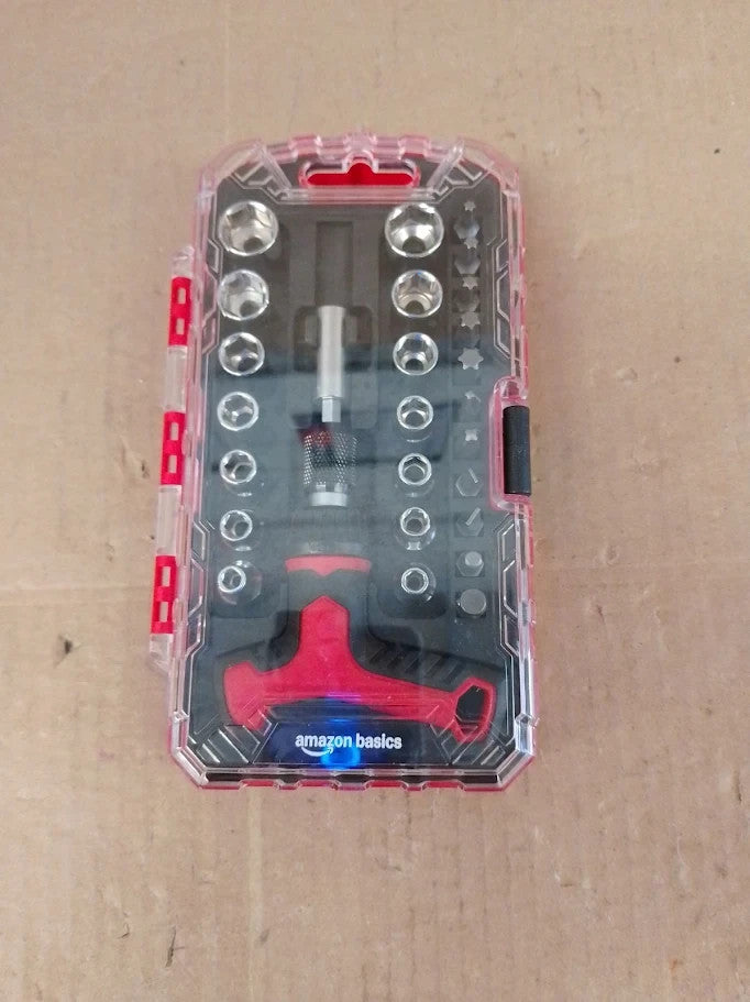 Amazon Basics 27 Piece Ratchet Screwdriver Set Magnetic T Handle 3 Way New