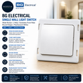 BG Electrical Single Wall Light Switch Wide Rocker 2 Way Screwless Front Plate
