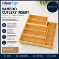 Relaxdays Bamboo Cutlery Insert 2piece 6 Compartments Stackable Space Saving