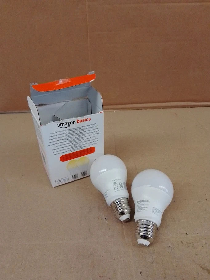 Amazon Basics Smart Dimmable LED Light Bulb E27 Base Soft White 8W 2Pcs New