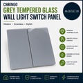 CNBINGO Grey Tempered Glass Wall Light Switch Socket Panel Modern Screwless