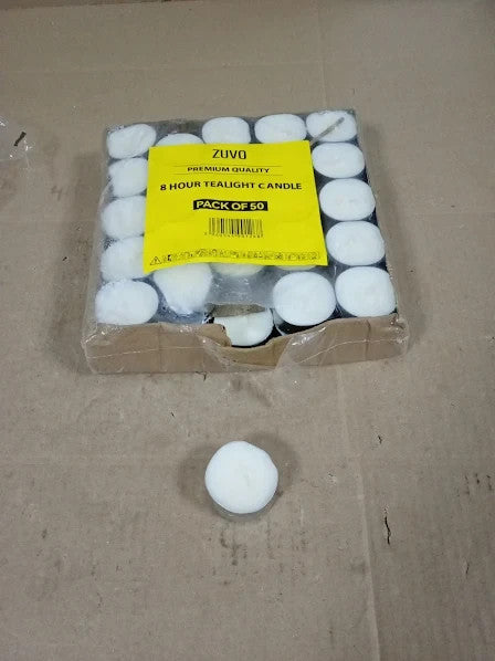 Zuvo 8 Hour Unscented Tea Light Candles 24pc Long Lasting 3.8x2.3cm White New