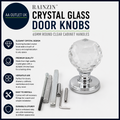 RAINZIN Crystal Glass Door Knobs 65mm Round Clear Cabinet Handles 1 Piece
