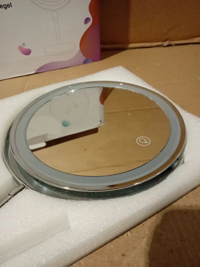Surfou 8 Makeup Mirror With LED Lights Stand 10x Lighted 36x36cm Silver