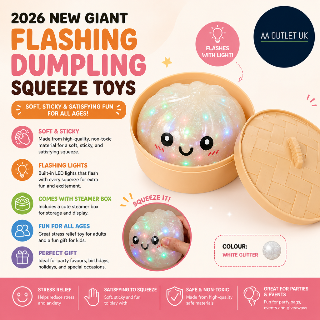 2026 New Giant Flashing Dumpling Squeeze Toys Soft Sticky Steamer Box New