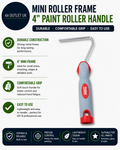 ProDec Advance 4inch Mini Paint Roller Frame Soft Grip Universal Push Fit Handle