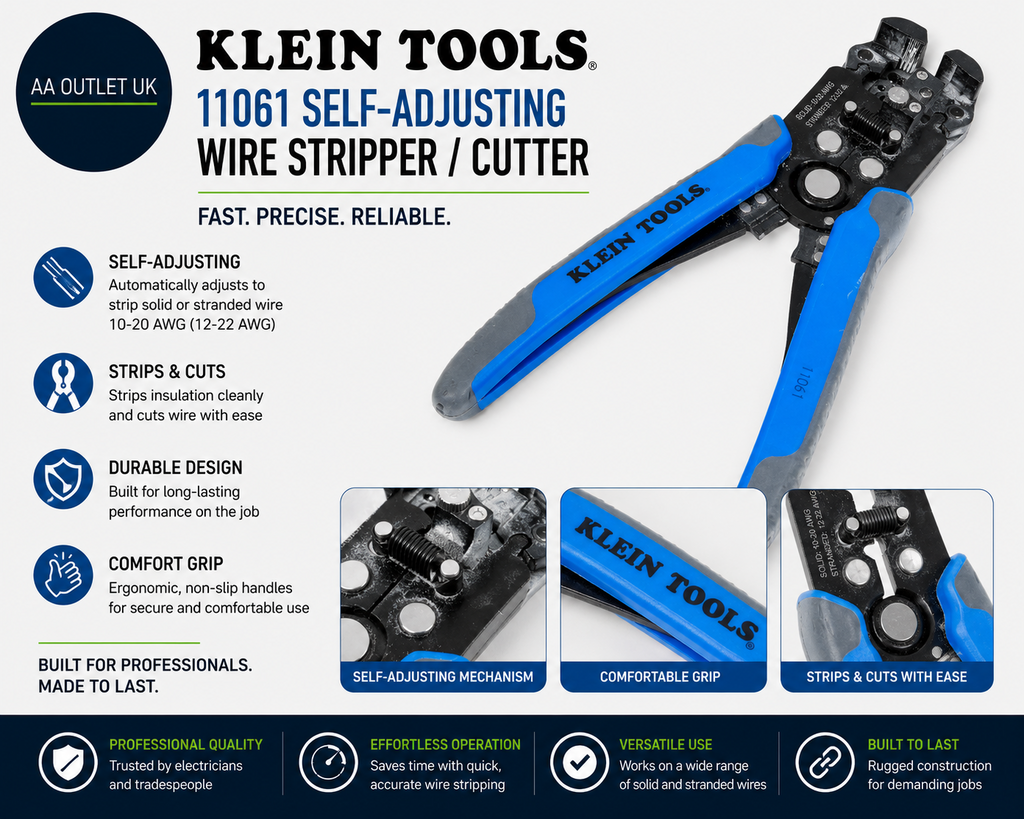 Klein 11061 Stripper Cutter Self Adjusting Wire Blue Alloy Steel 1 Piece