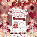 Burgundy Rose Gold Birthday Balloons Decorations Set Banner Sash Tiara New