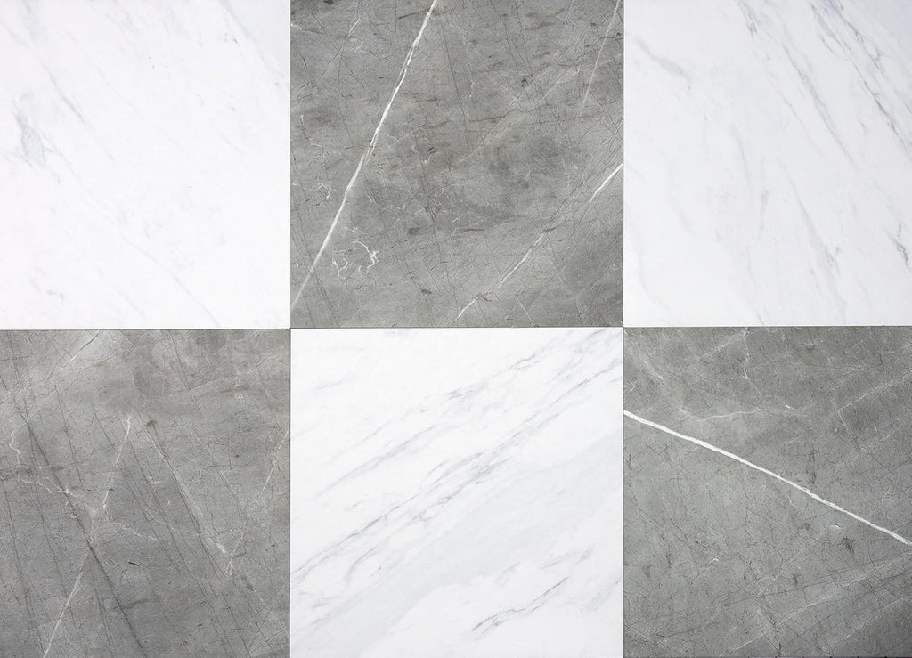 Chris Loves Julia FloorPops 12x12x.06in Grey White Marble Bonneville Peel New