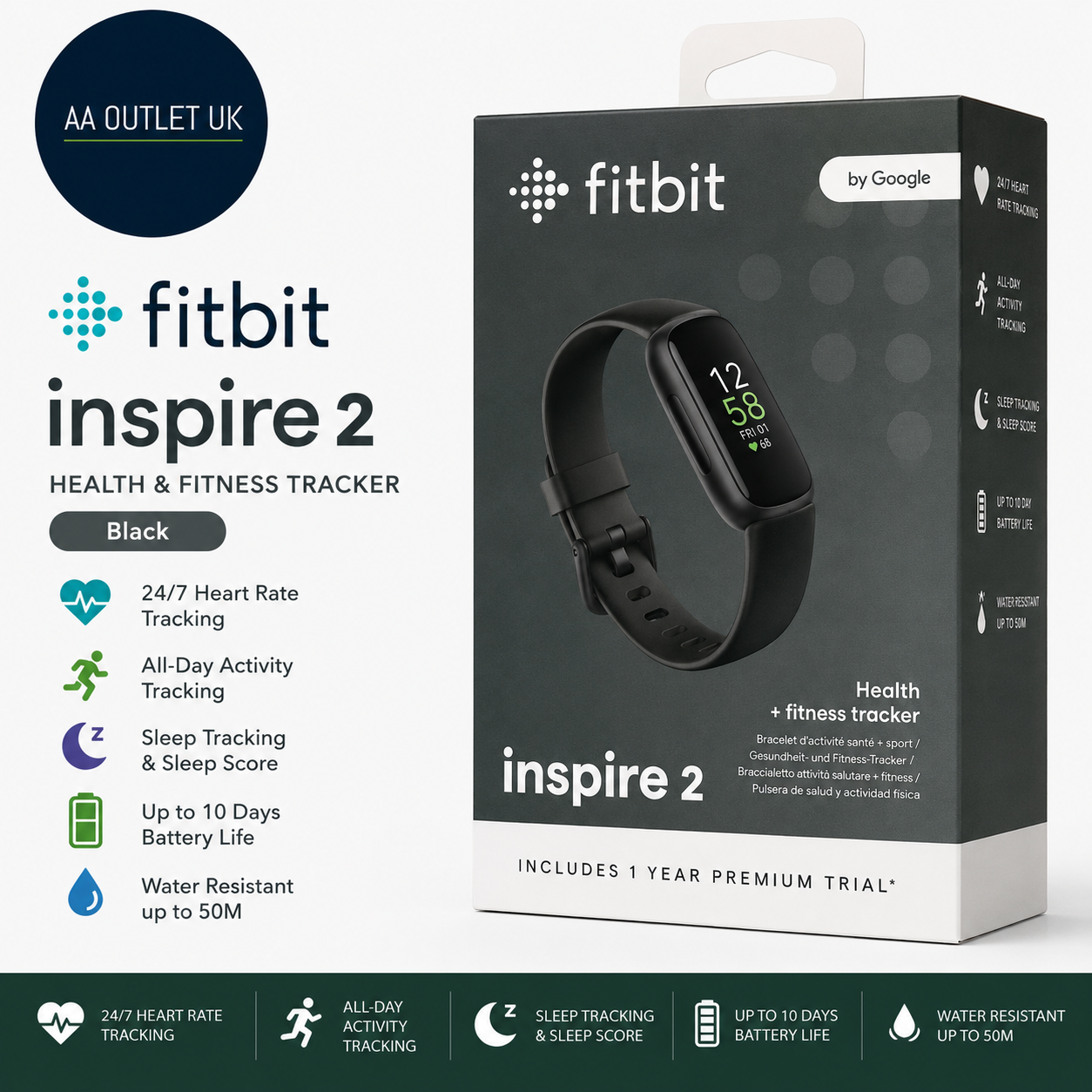 Google Fitbit Inspire 3 Activity Tracker 10 Days Battery Life Daily Readiness