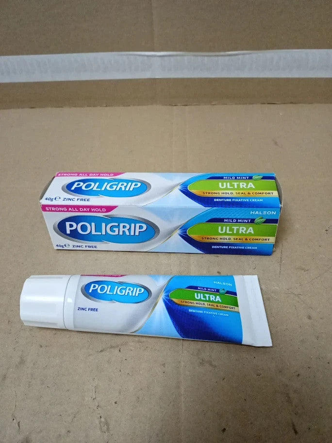 Poligrip Denture Adhesives Cream Ultra Provides Strong All Day Hold Dentures New