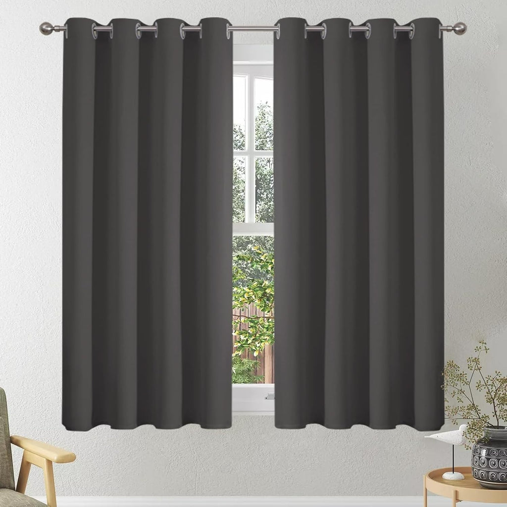 Vehede Short Small Blackout Curtains 45in Drop Eyelet Insulated 114.3x116.8cm