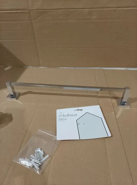 Habitat Rectangular Wall Mounted Towel Rail Sleek Chrome Finish 8x45.8x4.5cm New