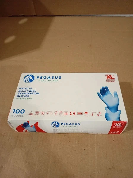 Pegasus Blue Disposable Vinyl Medical Gloves Powder Latex Free Small New