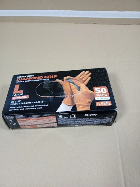 The Real Touch Nitrile 50 Count Heavy Duty Disposable Mechanic Gloves Large New