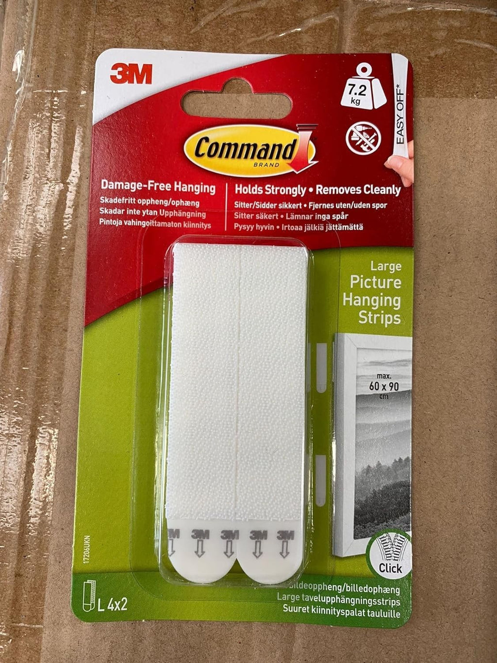 Command Large Picture Hanging Strips White 4 Strips Pair White New