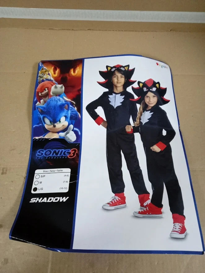 Official Sonic 3 Shadow Kids Fancy Dress Costume Jumpsuit Hood Modern Design New