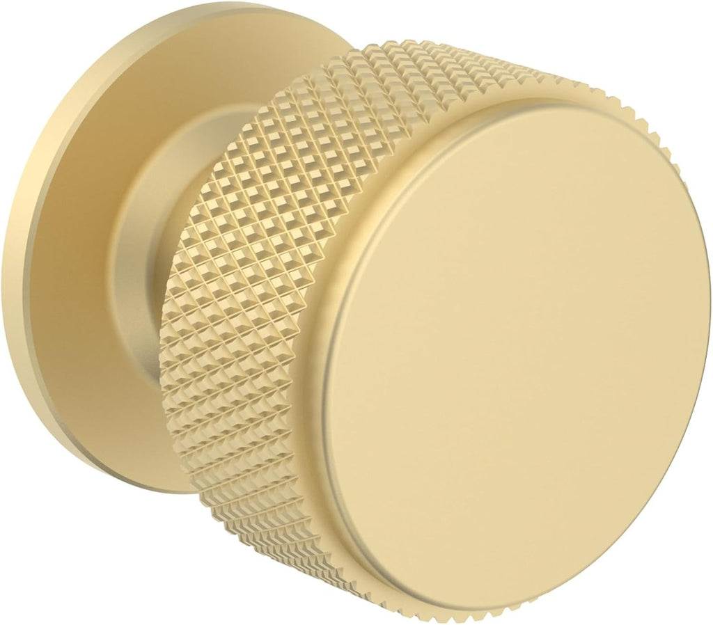 FURNIWARE 10 Pack Knurled Cabinet Knobs Brass Solid Cupboard Single Hole