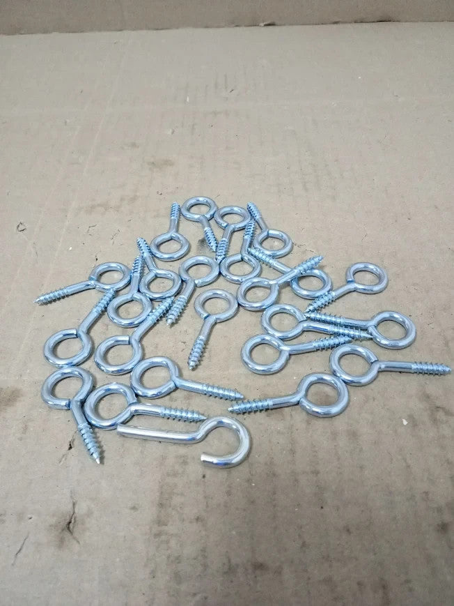 Zinc Plated Screw Eye Hooks Mixed Sizes Hanging Fixings DIY Hardware Lot New