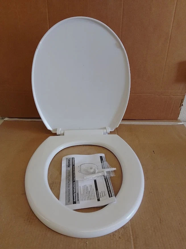 Home Essentials Plastic Toilet Seat White Soft Close Bathroom Replacement New