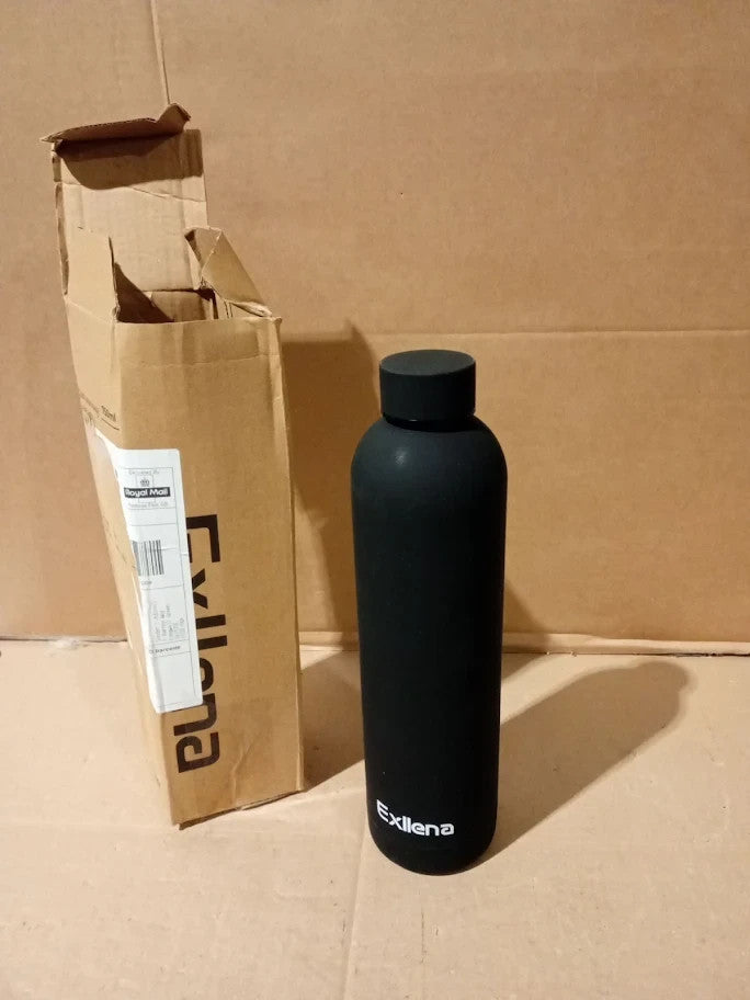 Exllena Insulated Black Water Bottles 750ml With Clip Double Wall Vacuum New
