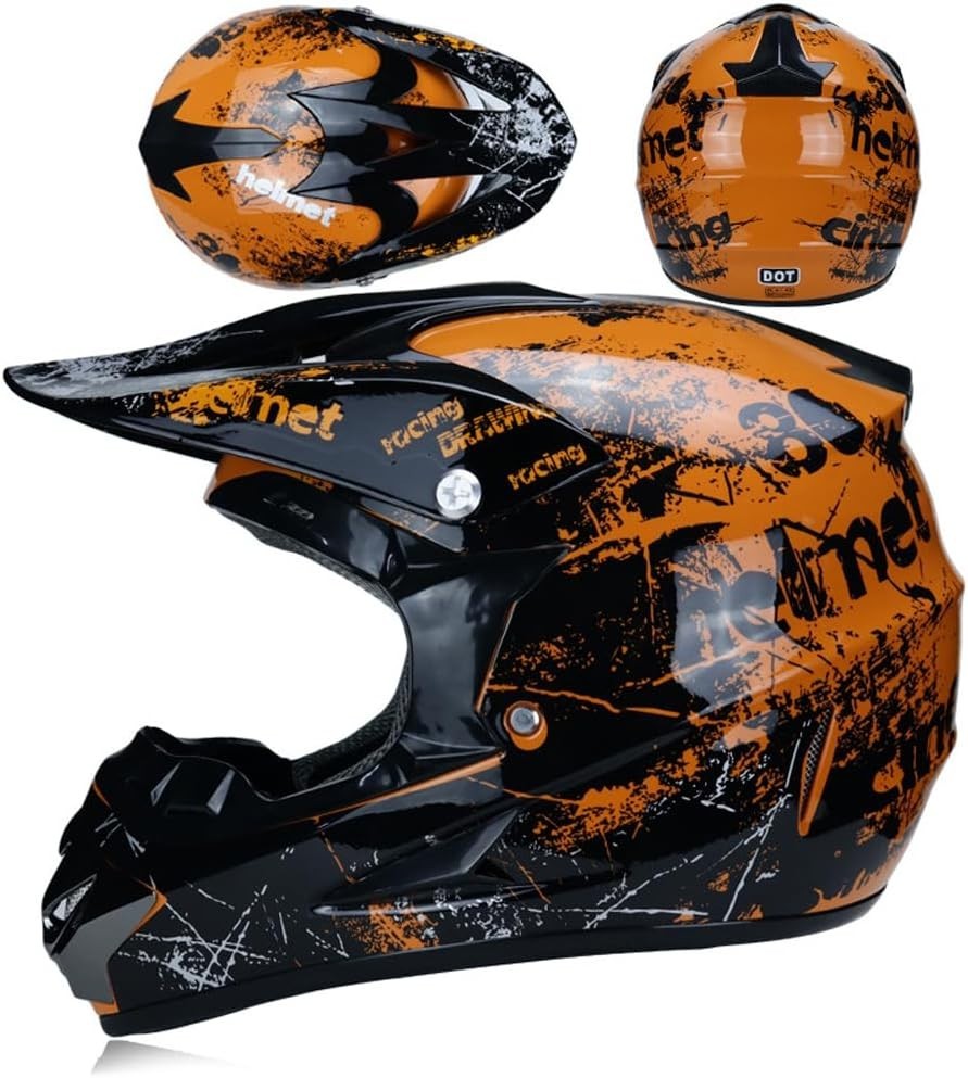 UIGJIOG Motocross Helmet Goggles Gloves Full Face Off Road Motorcycle Small New