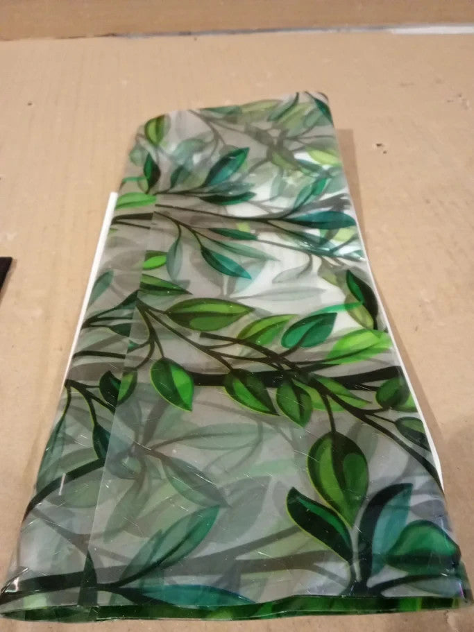 Qualsen Rainbow Window Film Privacy Film Glass Green Leaf Pattern 30x100cm New