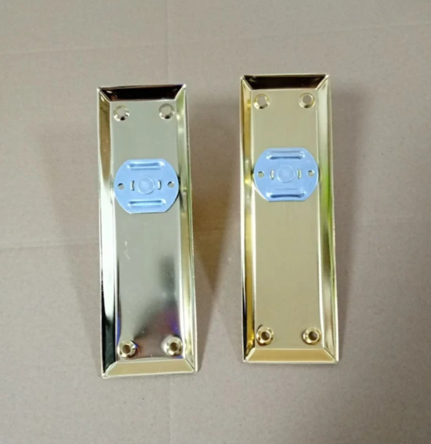 Newliplace 2 Pieces Vintage Dummy Door Knobs Antique Brass Long Plate Interior