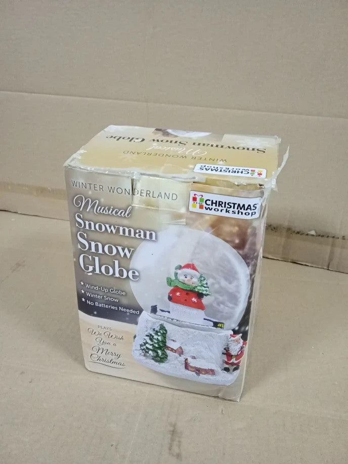 The Christmas Workshop Musical Snow Globe Snowman Festive Decoration 15cm Glass