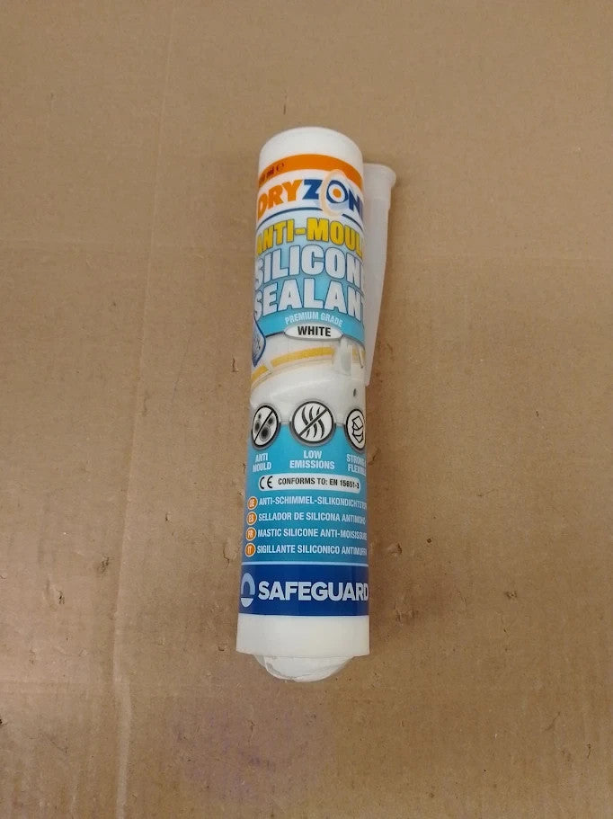 Dryzone Silicone Sealant White Anti Mould Waterproof Premium Sanitary Grade
