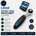 Laser 3981 Swivel Head Ratchet 1/4in Chrome Rubber
