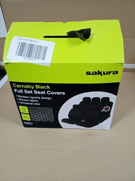 Sakura Car Seat Headrest Covers Carnaby Black SS5397 Full Set Universal New