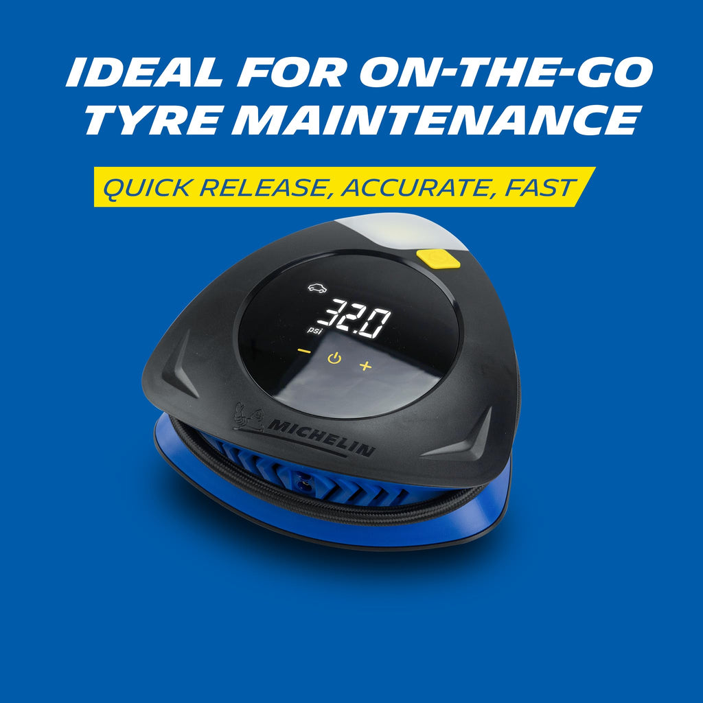 MICHELIN High Performance Programmable Rapid 12V Car Tyre Inflator Air Compressor - Portable Air Pump and Digital Tyre Pressure Gauge - Car Accessories