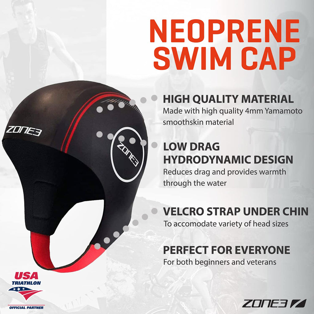 ZONE3 Neoprene Swim Cap - Premium Triathlon Skull Cap For Men And Women Open Water Swimming