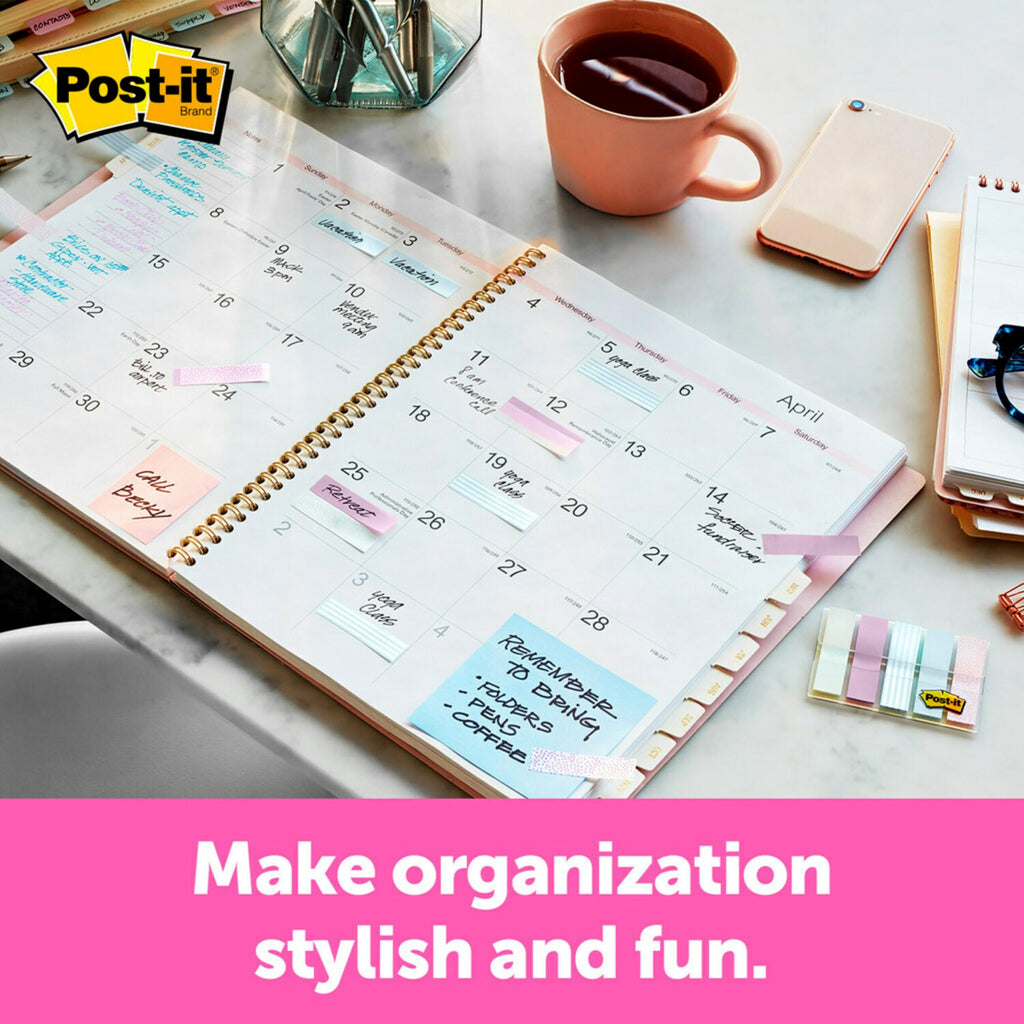 Post-it Flags, Gradient Color.47 in x 1.7 in, 100 Flags per Dispenser (684-GRDNT),Assorted Gradient Designs