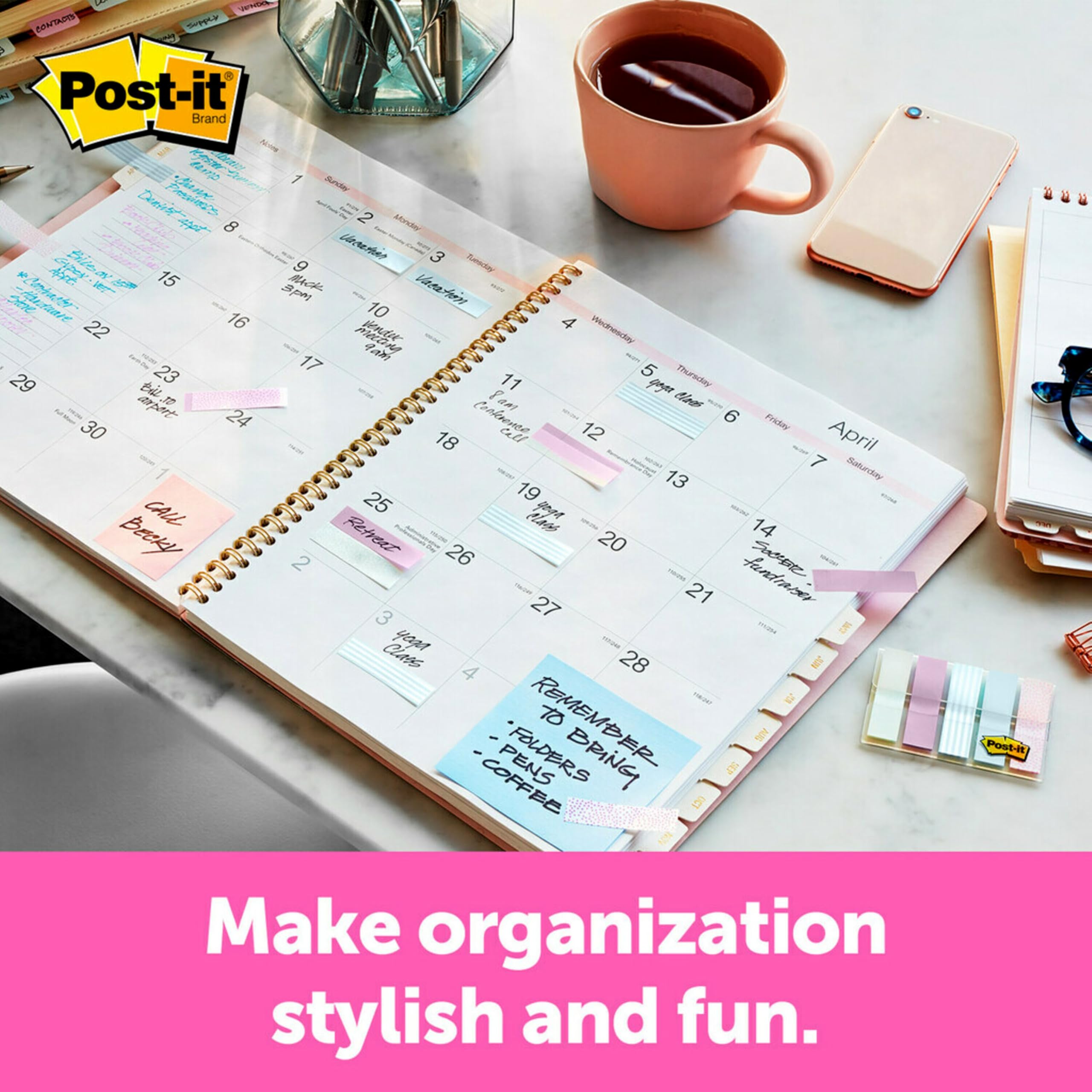 Post-it Flags, Gradient Color.47 in x 1.7 in, 100 Flags per Dispenser (684-GRDNT),Assorted Gradient Designs