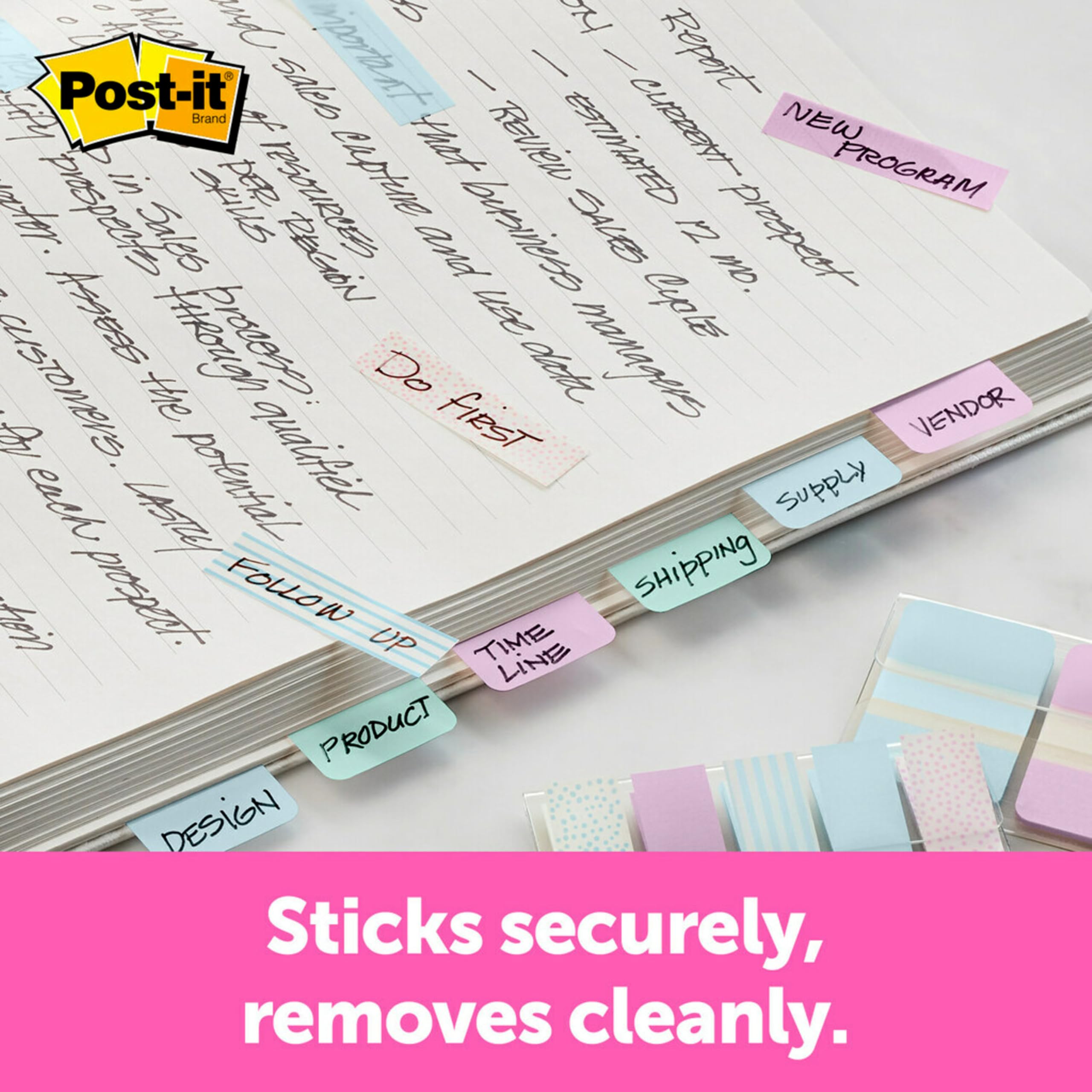 Post-it Flags, Gradient Color.47 in x 1.7 in, 100 Flags per Dispenser (684-GRDNT),Assorted Gradient Designs